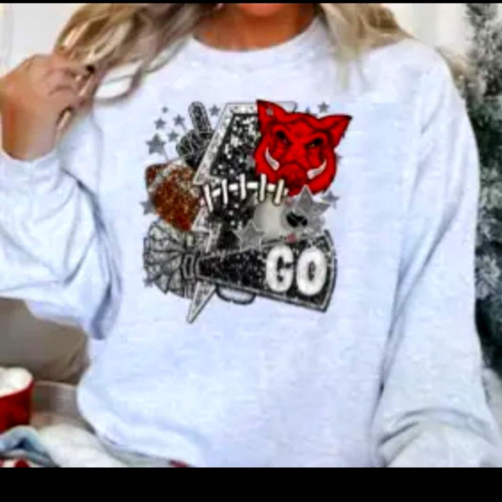 Brand New Faux Sequins Razorback Sweatshirt